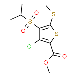ChemSpider 2D Image | METHYL 3-CHLORO-4-(ISOPROPYLSULFONYL)-5-(METHYLTHIO)THIOPHENE-2-CARBOXYLATE | C10H13ClO4S3