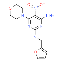 ChemSpider 2D Image | N~2~-(2-Furylmethyl)-6-(4-morpholinyl)-5-nitro-2,4-pyrimidinediamine | C13H16N6O4