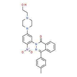ChemSpider 2D Image | 2-{5-[4-(2-Hydroxyethyl)-1-piperazinyl]-2-nitrophenyl}-4-(4-methylphenyl)-1(2H)-phthalazinone | C27H27N5O4