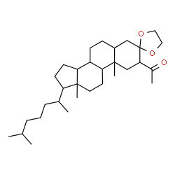 ChemSpider 2D Image | 1-[10,13-Dimethyl-17-(6-methyl-2-heptanyl)hexadecahydrospiro[cyclopenta[a]phenanthrene-3,2'-[1,3]dioxolan]-2-yl]ethanone | C31H52O3