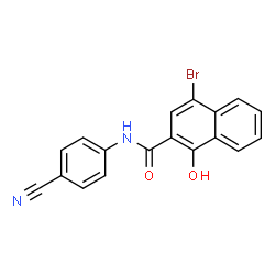 ChemSpider 2D Image | 4-Bromo-N-(4-cyanophenyl)-1-hydroxy-2-naphthamide | C18H11BrN2O2