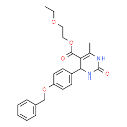 ChemSpider 2D Image | 2-Ethoxyethyl 4-[4-(benzyloxy)phenyl]-6-methyl-2-oxo-1,2,3,4-tetrahydro-5-pyrimidinecarboxylate | C23H26N2O5