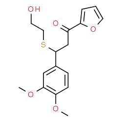 ChemSpider 2D Image | 3-(3,4-Dimethoxyphenyl)-1-(2-furyl)-3-[(2-hydroxyethyl)sulfanyl]-1-propanone | C17H20O5S