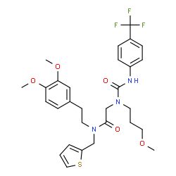 ChemSpider 2D Image | N-[2-(3,4-Dimethoxyphenyl)ethyl]-N~2~-(3-methoxypropyl)-N-(2-thienylmethyl)-N~2~-{[4-(trifluoromethyl)phenyl]carbamoyl}glycinamide | C29H34F3N3O5S