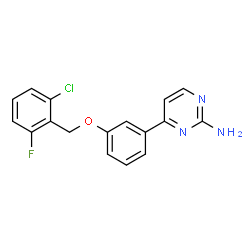 ChemSpider 2D Image | 4-{3-[(2-Chloro-6-fluorobenzyl)oxy]phenyl}-2-pyrimidinamine | C17H13ClFN3O