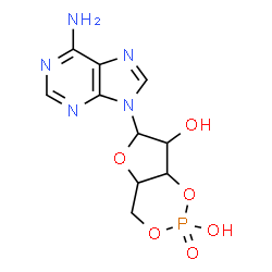ChemSpider 2D Image | 6-(6-Amino-9H-purin-9-yl)tetrahydro-4H-furo[3,2-d][1,3,2]dioxaphosphinine-2,7-diol 2-oxide | C10H12N5O6P