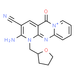 ChemSpider 2D Image | 2-Amino-3-cyano-5-oxo-1-(tetrahydro-2-furanylmethyl)-1,5-dihydrodipyrido[1,2-a:2',3'-d]pyrimidin-6-ium | C17H16N5O2