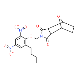 ChemSpider 2D Image | 4-[(2-Butyl-4,6-dinitrophenoxy)methyl]-10-oxa-4-azatricyclo[5.2.1.0~2,6~]decane-3,5-dione | C19H21N3O8