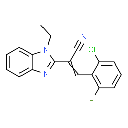 ChemSpider 2D Image | 3-(2-Chloro-6-fluorophenyl)-2-(1-ethyl-1H-benzimidazol-2-yl)acrylonitrile | C18H13ClFN3