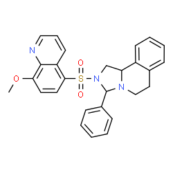 ChemSpider 2D Image | 2-[(8-Methoxy-5-quinolinyl)sulfonyl]-3-phenyl-1,2,3,5,6,10b-hexahydroimidazo[5,1-a]isoquinoline | C27H25N3O3S