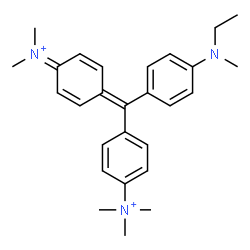 ChemSpider 2D Image | [4-({4-[Ethyl(methyl)amino]phenyl}[4-(trimethylammonio)phenyl]methylene)-2,5-cyclohexadien-1-ylidene](dimethyl)ammonium | C27H35N3