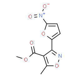 ChemSpider 2D Image | Methyl 5-methyl-3-(5-nitro-2-furyl)-1,2-oxazole-4-carboxylate | C10H8N2O6
