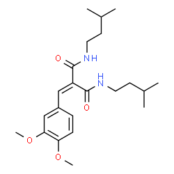 ChemSpider 2D Image | 2-(3,4-Dimethoxybenzylidene)-N,N'-bis(3-methylbutyl)malonamide | C22H34N2O4