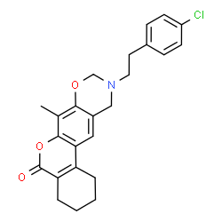 ChemSpider 2D Image | 10-[2-(4-Chlorophenyl)ethyl]-7-methyl-1,2,3,4,10,11-hexahydro-5H,9H-benzo[3,4]chromeno[6,7-e][1,3]oxazin-5-one | C24H24ClNO3