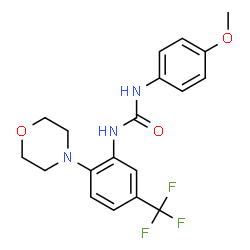 ChemSpider 2D Image | 1-(4-Methoxyphenyl)-3-[2-(4-morpholinyl)-5-(trifluoromethyl)phenyl]urea | C19H20F3N3O3