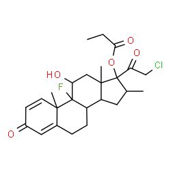 ChemSpider 2D Image | 21-Chloro-9-fluoro-11-hydroxy-16-methyl-3,20-dioxopregna-1,4-dien-17-yl propionate | C25H32ClFO5