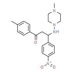 ChemSpider 2D Image | 1-(4-Methylphenyl)-3-[(4-methyl-1-piperazinyl)amino]-3-(4-nitrophenyl)-1-propanone | C21H26N4O3