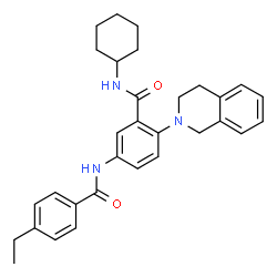 ChemSpider 2D Image | N-Cyclohexyl-2-(3,4-dihydro-2(1H)-isoquinolinyl)-5-[(4-ethylbenzoyl)amino]benzamide | C31H35N3O2