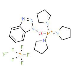 ChemSpider 2D Image | (1H-Benzotriazol-1-yloxy)(tri-1-pyrrolidinyl)phosphonium fluoride - pentafluorophosphorane (1:1:1) | C18H28F6N6OP2