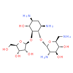 ChemSpider 2D Image | (1S,2S,3R,4S,6R)-4,6-Diamino-3-hydroxy-2-(beta-D-ribofuranosyloxy)cyclohexyl 2,6-diamino-2,6-dideoxy-alpha-L-glucopyranoside | C17H34N4O10