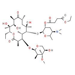 ChemSpider 2D Image | (2S,3R,5R)-5-(Dimethylamino)-2-{[(3R,4R,5S,6R,7R,9R,11R,12R,13S,14R)-14-ethyl-7,12,13-trihydroxy-4-{[(2R,3R,4S,5R)-5-hydroxy-4-methoxy-3,4-dimethyltetrahydro-2H-pyran-2-yl]oxy}-3,5,7,9,11,13-hexamethy
l-2,10-dioxooxacyclotetradecan-6-yl]oxy}-6-methyltetrahydro-2H-pyran-3-yl ethyl succinate | C43H75NO16
