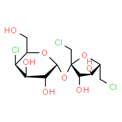 ChemSpider 2D Image | 1,6-Dichloro-1,6-dideoxy-beta-D-fructofuranosyl 4-chloro-4-deoxy-alpha-D-galactopyranoside | C12H19Cl3O8