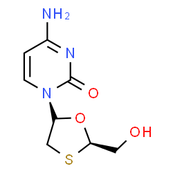 ChemSpider 2D Image | 4-Amino-1-[(2R,5R)-2-(hydroxymethyl)-1,3-oxathiolan-5-yl]-2(1H)-pyrimidinone | C8H11N3O3S
