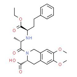 ChemSpider 2D Image | (3R)-2-{N-[(2R)-1-Ethoxy-1-oxo-4-phenyl-2-butanyl]-L-alanyl}-6,7-dimethoxy-1,2,3,4-tetrahydro-3-isoquinolinecarboxylic acid | C27H34N2O7