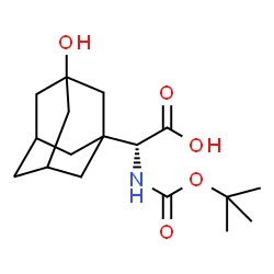 ChemSpider 2D Image | (2R)-(3-Hydroxyadamantan-1-yl)({[(2-methyl-2-propanyl)oxy]carbonyl}amino)acetic acid | C17H27NO5