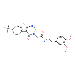 ChemSpider 2D Image | 2-(7-tert-Butyl-4-oxo-5,6,7,8-tetrahydro[1]benzothieno[2,3-d][1,2,3]triazin-3(4H)-yl)-N-[2-(3,4-dimethoxyphenyl)ethyl]acetamide | C25H32N4O4S