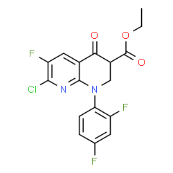 ChemSpider 2D Image | Ethyl 7-chloro-1-(2,4-difluorophenyl)-6-fluoro-4-oxo-1,2,3,4-tetrahydro-1,8-naphthyridine-3-carboxylate | C17H12ClF3N2O3
