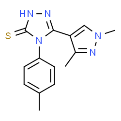 ChemSpider 2D Image | 5-(1,3-Dimethyl-1H-pyrazol-4-yl)-4-(4-methylphenyl)-2,4-dihydro-3H-1,2,4-triazole-3-thione | C14H15N5S