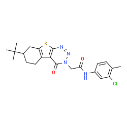 ChemSpider 2D Image | N-(3-Chloro-4-methylphenyl)-2-[7-(2-methyl-2-propanyl)-4-oxo-5,6,7,8-tetrahydro[1]benzothieno[2,3-d][1,2,3]triazin-3(4H)-yl]acetamide | C22H25ClN4O2S