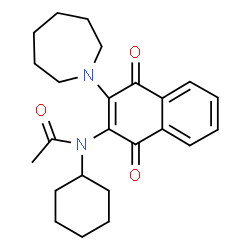 ChemSpider 2D Image | N-[3-(1-Azepanyl)-1,4-dioxo-1,4-dihydro-2-naphthalenyl]-N-cyclohexylacetamide | C24H30N2O3