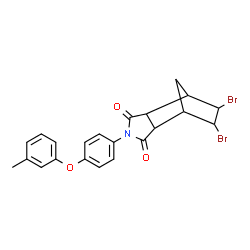 ChemSpider 2D Image | 8,9-Dibromo-4-[4-(3-methylphenoxy)phenyl]-4-azatricyclo[5.2.1.0~2,6~]decane-3,5-dione | C22H19Br2NO3