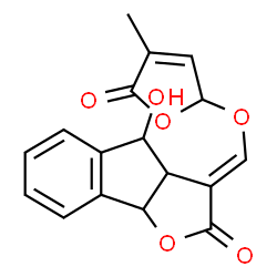 ChemSpider 2D Image | (3E)-4-Hydroxy-3-{[(4-methyl-5-oxo-2,5-dihydro-2-furanyl)oxy]methylene}-3,3a,4,8b-tetrahydro-2H-indeno[1,2-b]furan-2-one | C17H14O6