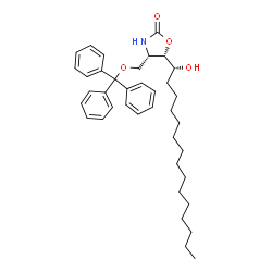 ChemSpider 2D Image | (4S,5S)-5-[(1R)-1-Hydroxypentadecyl]-4-[(trityloxy)methyl]-1,3-oxazolidin-2-one | C38H51NO4