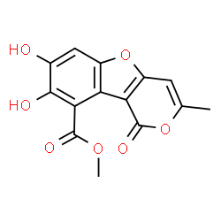 ChemSpider 2D Image | Methyl 7,8-dihydroxy-3-methyl-1-oxo-1H-pyrano[4,3-b][1]benzofuran-9-carboxylate | C14H10O7