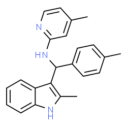 ChemSpider 2D Image | 4-Methyl-N-[(2-methyl-1H-indol-3-yl)(4-methylphenyl)methyl]-2-pyridinamine | C23H23N3