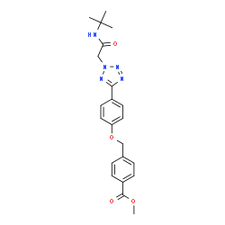 ChemSpider 2D Image | Methyl 4-{[4-(2-{2-[(2-methyl-2-propanyl)amino]-2-oxoethyl}-2H-tetrazol-5-yl)phenoxy]methyl}benzoate | C22H25N5O4