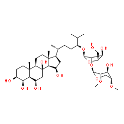 ChemSpider 2D Image | (3beta,4beta,5alpha,6alpha,15beta,24S)-3,4,6,8,15-Pentahydroxycholestan-24-yl 2-O-(2,4-di-O-methyl-beta-D-lyxopyranosyl)-beta-D-lyxofuranoside | C39H68O14