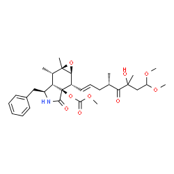 ChemSpider 2D Image | (1aS,2S,2aS,5S,5aS,6S,6aR)-5-Benzyl-2-[(1E,4S)-6-hydroxy-8,8-dimethoxy-4,6-dimethyl-5-oxo-1-octen-1-yl]-6,6a-dimethyl-3-oxooctahydro-2aH-oxireno[f]isoindol-2a-yl methyl carbonate | C31H43NO9