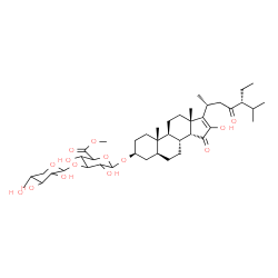 ChemSpider 2D Image | (3beta,5alpha,14beta,24R)-16-Hydroxy-15,23-dioxostigmast-16-en-3-yl methyl 3-O-pentopyranosylhexopyranosiduronate | C41H64O14