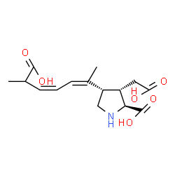 ChemSpider 2D Image | (3S,4S)-4-[(2Z,4Z)-6-Carboxy-2,4-heptadien-2-yl]-3-(carboxymethyl)-L-proline | C15H21NO6