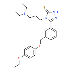 ChemSpider 2D Image | 4H-1,2,4-triazole-3-thiol, 4-[3-(diethylamino)propyl]-5-[3-[(4-ethoxyphenoxy)methyl]phenyl]- | C24H32N4O2S