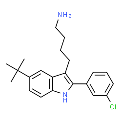 ChemSpider 2D Image | 4-[2-(3-Chlorophenyl)-5-(2-methyl-2-propanyl)-1H-indol-3-yl]-1-butanamine | C22H27ClN2