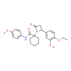 ChemSpider 2D Image | 1-[2-(4-Ethoxy-3-methoxyphenyl)-4-oxo-1-azetidinyl]-N-(4-methoxyphenyl)cyclohexanecarboxamide | C26H32N2O5