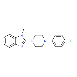 ChemSpider 2D Image | 2-[4-(4-Chlorophenyl)-1-piperazinyl]-1-methyl-1H-benzimidazole | C18H19ClN4
