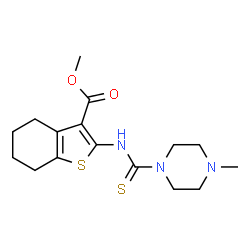 ChemSpider 2D Image | Methyl 2-{[(4-methylpiperazin-1-yl)carbothioyl]amino}-4,5,6,7-tetrahydro-1-benzothiophene-3-carboxylate | C16H23N3O2S2