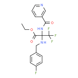 ChemSpider 2D Image | Ethyl 3,3,3-trifluoro-N-(4-fluorobenzyl)-2-[(3-pyridinylcarbonyl)amino]alaninate | C18H17F4N3O3